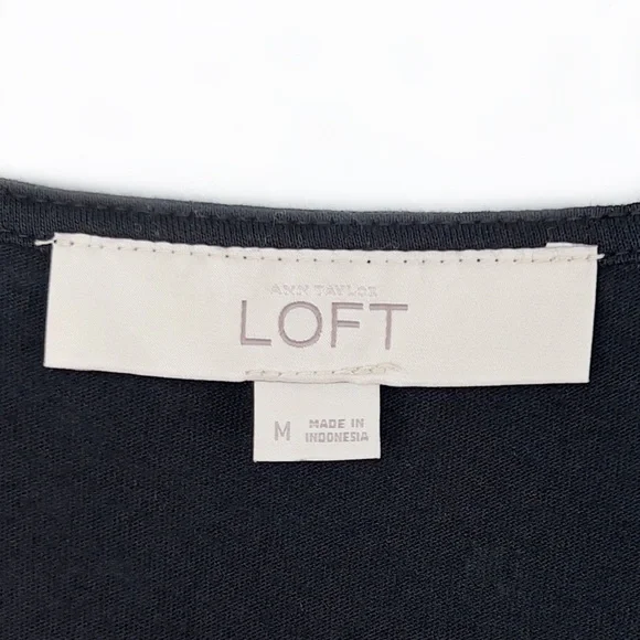 LOFT Black Tiered Ruffle Sleeveless Mini Dress V Neck Medium - Picture 10 of 11